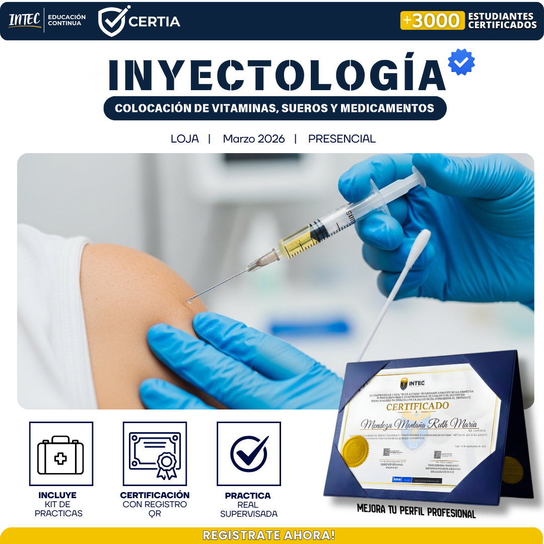 Inyectologia, colocacion de vitaminas, sueros y medicamentos